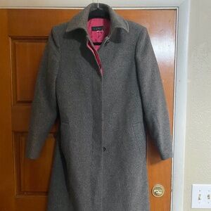 Byblos Womens Pure Wool Gray/Pink Accents Overcoat SZ 40/M